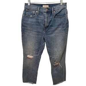 Madewell Jean Womens 30 The Perfect Vintage High Rise Mom Distressed Marty McFly